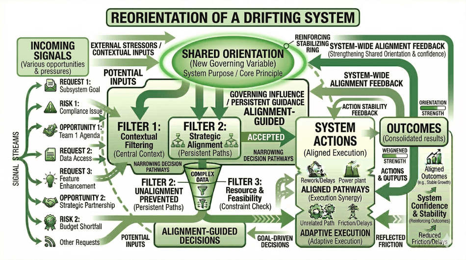 Reorienting a Drifting System