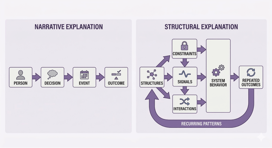 Seeing Structure Instead of Stories